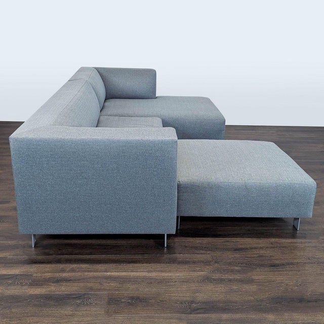 Room & Board Room and Board Chelsea Modern Gray Sectional Sofa With Ottoman For Sale - Image 4 of 8