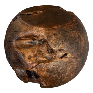 Andrianna Shamaris Organic Charred Drum Teak Wood Side Table For Sale