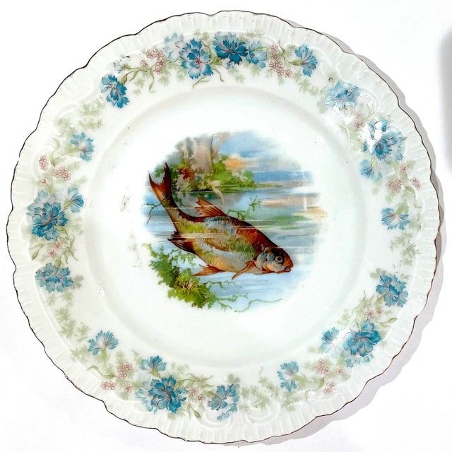 Antique Edwardian Porcelain Fish Service for Eight - Joseph Schachtel, Germany- 9 Pieces For Sale - Image 9 of 12