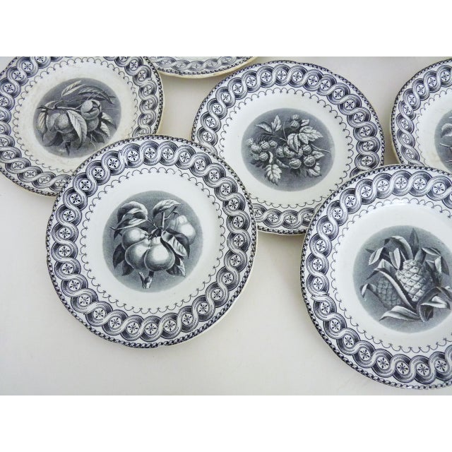 Earthenware Dessert Plates with Fruit Decoration from HB Choisy Le Roi, 19th Century, Set of 10 For Sale - Image 3 of 11