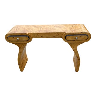 Beautiful Olive Wood Art Deco Style Console Table or Desk For Sale