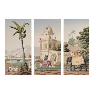 Early View of India, Indian Elephant Early Morning Wallpaper Mural - Set of 3 For Sale