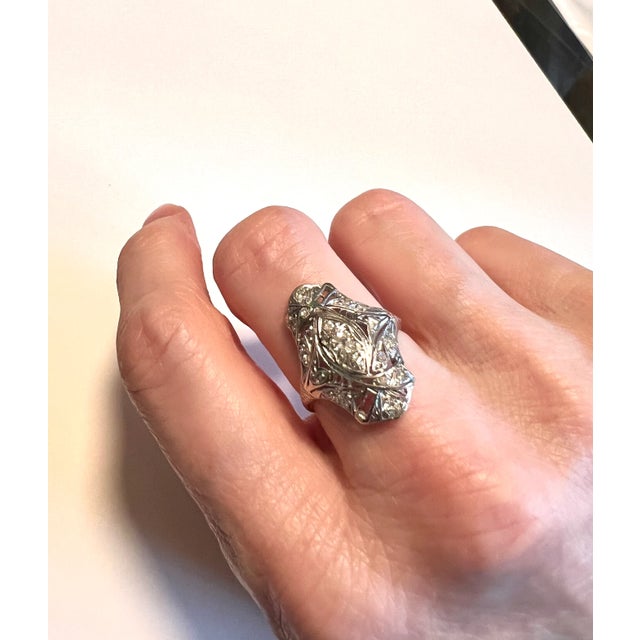 Platinum Antique Edwardian ring with diamonds. Size 6.5