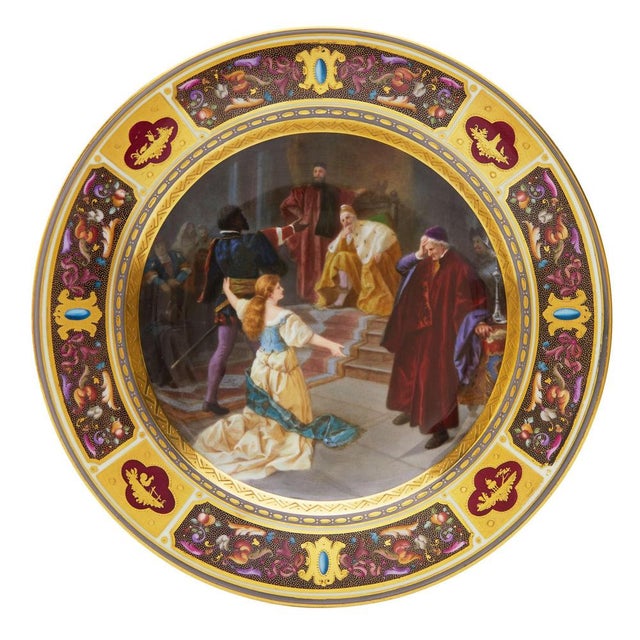 Othello and Desdemona Decorative Plate from Berliner Porzellan-Manufaktur KPM Berlin, Germany, Late 19th Century For Sale - Image 3 of 5