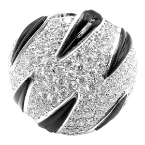 Cartier Panther Panthere Claw 18k White Gold Diamond Onyx Ring Size 53