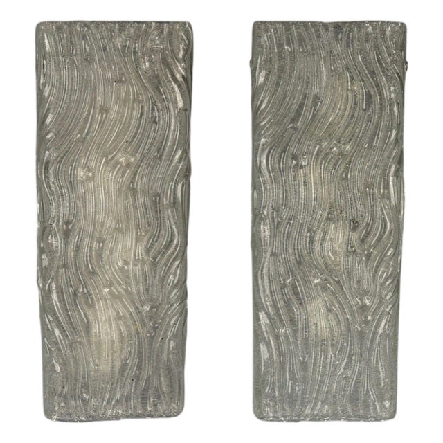 Swedish Modern, Textured Glass, Nickel, Wall Lights, Sweden, 1970s For Sale