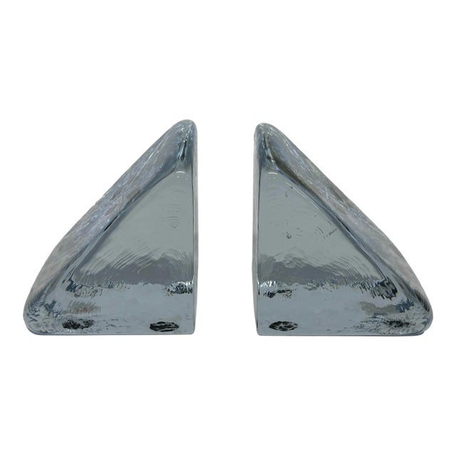 Handmade Glass Bookends by Blenko - a Pair For Sale