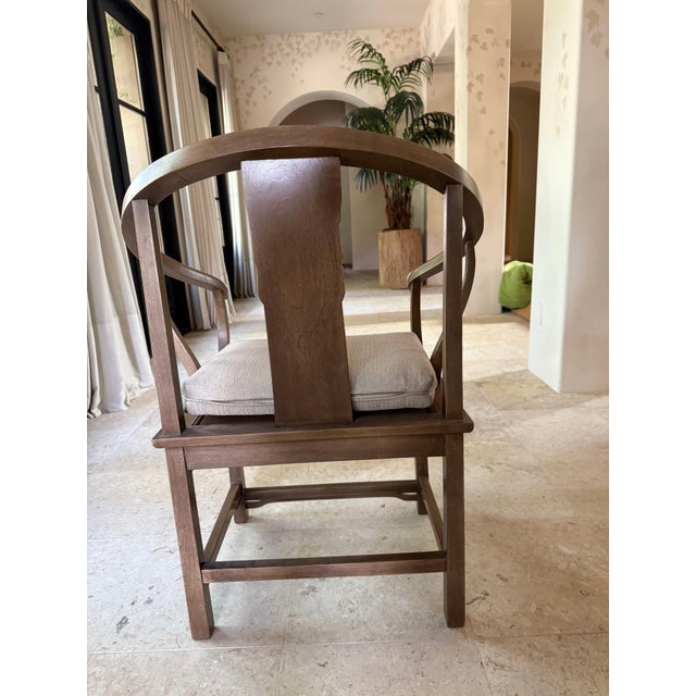 Chinese Pair of Antique Chinese Horseshoe-Back Armchairs With Cushions For Sale - Image 3 of 4