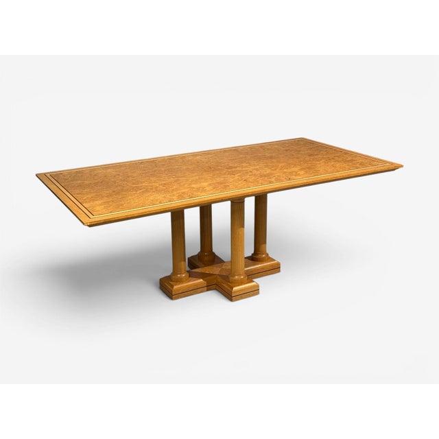 David Linley, Art Deco Style, Inlaid Dining Table, Burlwood Oak, United Kingdom, 2000s An Art Deco style commissioned...