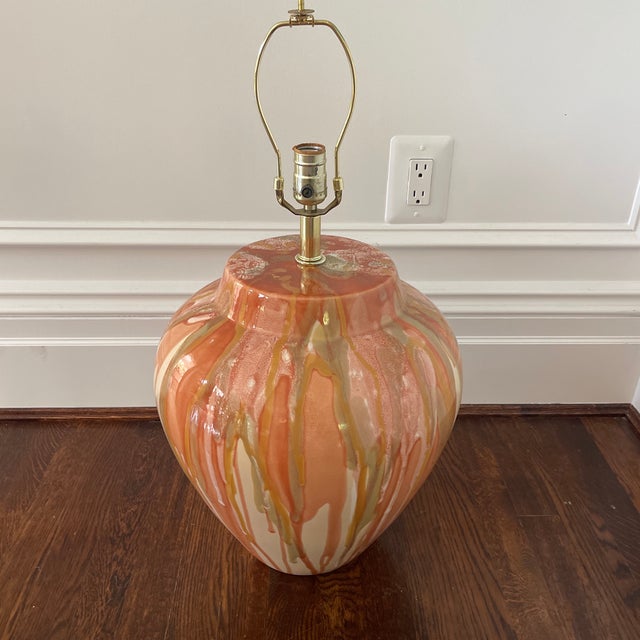 Mid-Century Modern 1990s Glazed-Drip Mid-Century Modern Lamp For Sale - Image 3 of 11