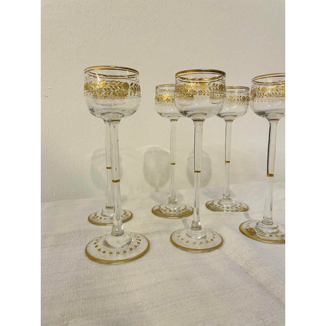 Antique Art Nouveau Liqueur Glasses from Theresienthal, 1900s, Set of 6 For Sale - Image 5 of 7