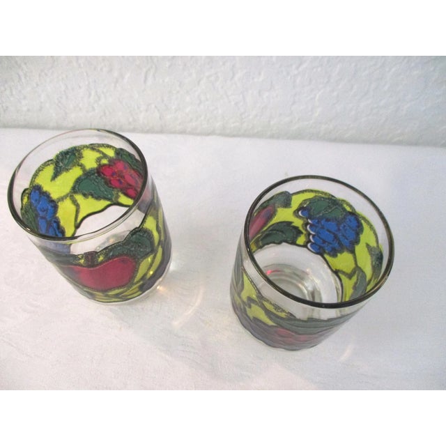 Libbey Glass Co. 1970s Libbey Stained Glass Design Fruit Tumblers - Set of 7 For Sale - Image 4 of 4