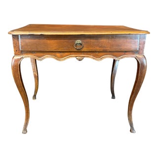 19th Century French Louis XV Walnut Side Table or Writing Desk With Large Drawer For Sale