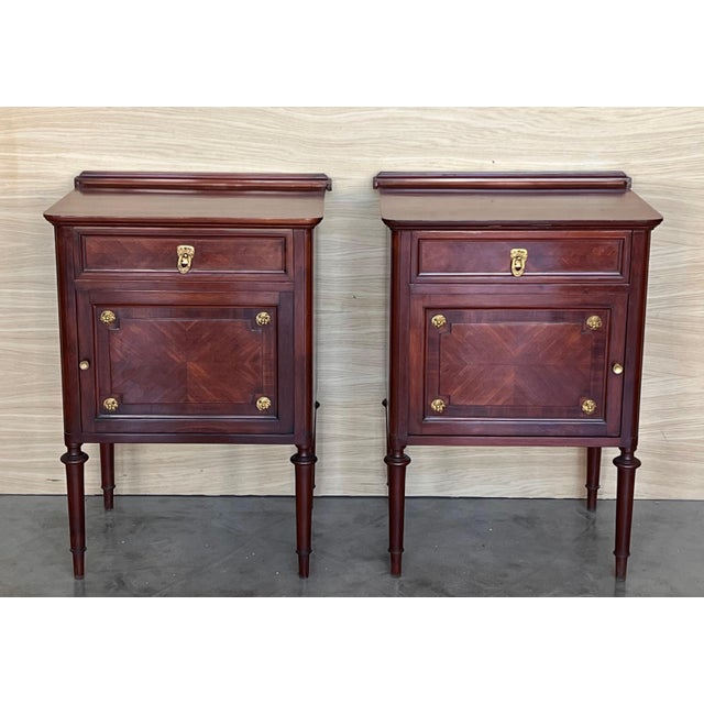 Pair of French Antique Bedside Cabinet Marquetry Nightstand, circa 1890 For Sale - Image 10 of 18