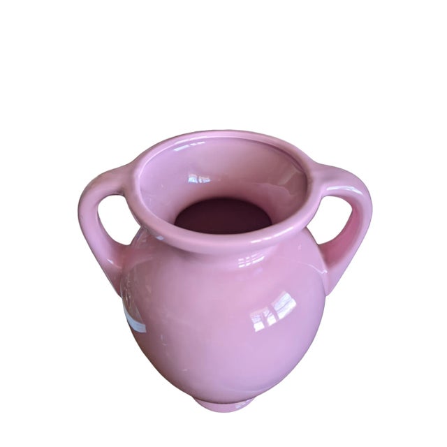 Ceramic 1980s Postmodern Pink Urn Vessel With Handles For Sale - Image 7 of 11