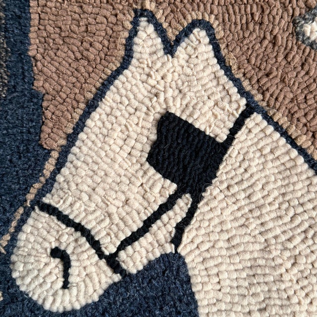 Textile 20th Century American Draft Horse Hooked Rug on Custom Wall Mount For Sale - Image 7 of 17