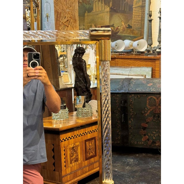 Modern Modern Murano Twist Glass and Brass Mirror For Sale - Image 3 of 6