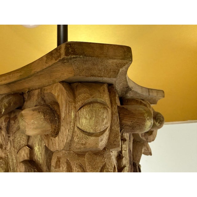 Wood Restoration Hardware Corinthian Capital Acrylic Floor Lamp For Sale - Image 7 of 12