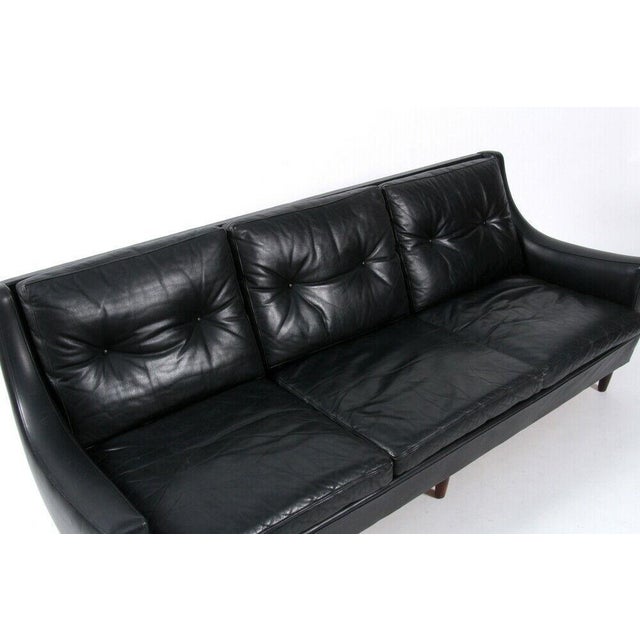 Mid-Century Danish 3-Seater Sofa in Black Leather, 1960s, in Flawless conditions. Designed 1960 to 1969