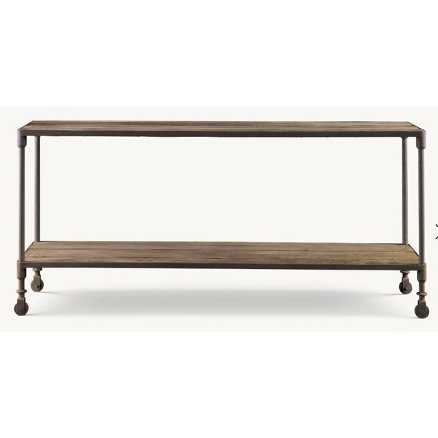 Rustic European Rh Dutch Industrial Elm & Steel Console, 54" For Sale - Image 3 of 3