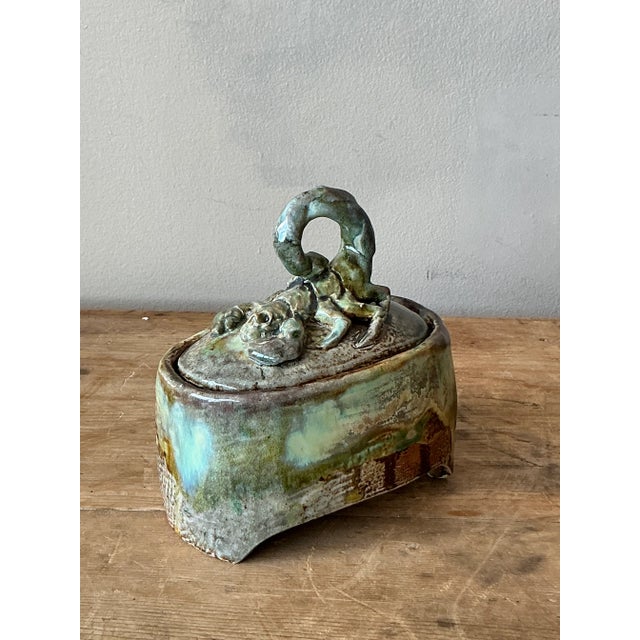 Ceramic Vintage Boho Studio Pottery Scorpion Lidded Box For Sale - Image 7 of 11