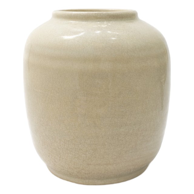 Art Deco Beige Ceramic Vase by Pieter Groeneveldt, 1930 For Sale