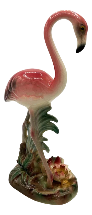 Mid 20th Century Highly Detailed Pink Flamingo Ceramic Tabletop Sculpture Brad Keeler