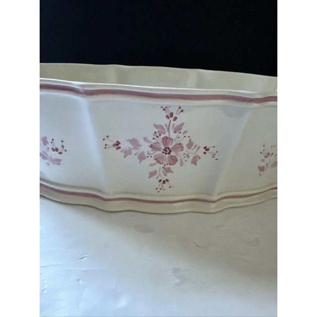 Vintage Italian Pink and White Octagon Planter Cache Pot For Sale - Image 9 of 11