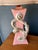 Mid-Century Modern 1950s Hollywood Regency Pink Chalkware Table Lamps With Gold Acanthus Scroll - a Pair For Sale - Image 3 of 6