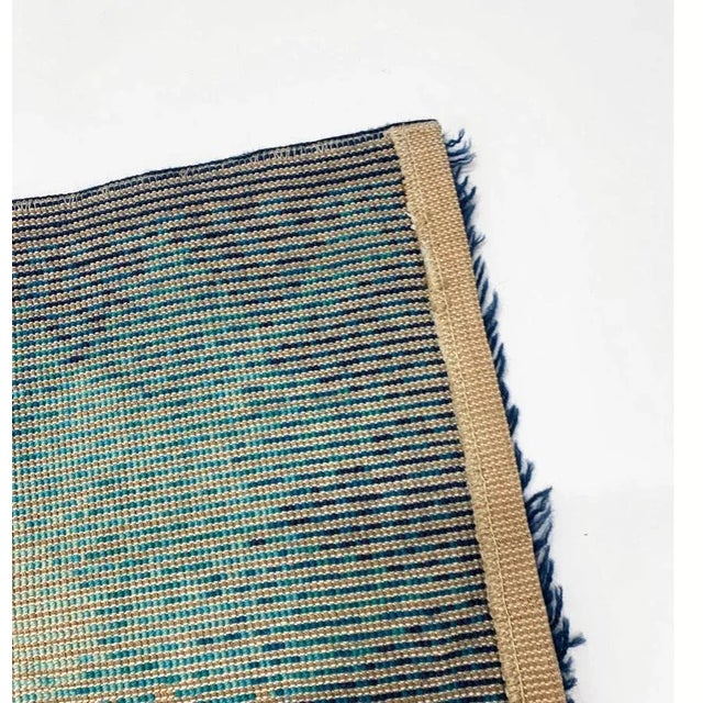 Mid-Century Modern Mid-Century Italian Blue and White Pure Virgin Wool Rug from Samit Borgosesia, 1970s For Sale - Image 3 of 8