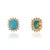 Metal 4ct Cushion Cut Natural Turquoise Diamond Halo Stud Earrings in 14k Yellow Gold- 2 Pieces For Sale - Image 7 of 16