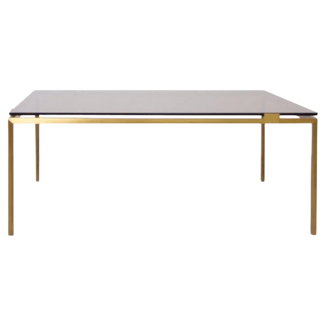 Brass and Glass Coffee Table in the Style of Maison Jansen, 1970s For Sale