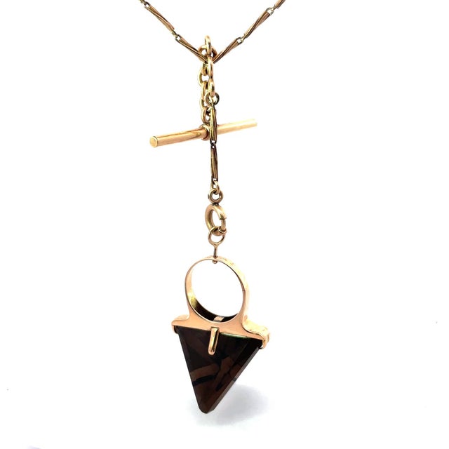 Vintage Quartz Convertible Pendant/Ring on T-Bar Chain Necklace For Sale - Image 4 of 8