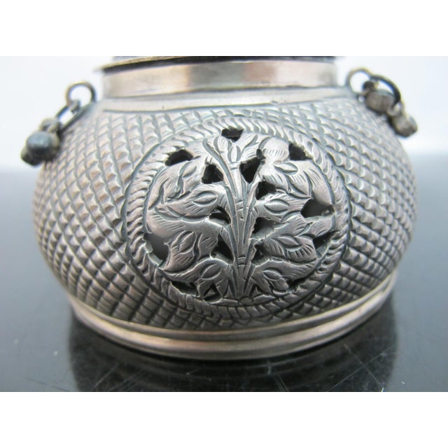 Antique Southeast Asian Silver Betel Nut Censer Box or Incense Burner For Sale - Image 4 of 12