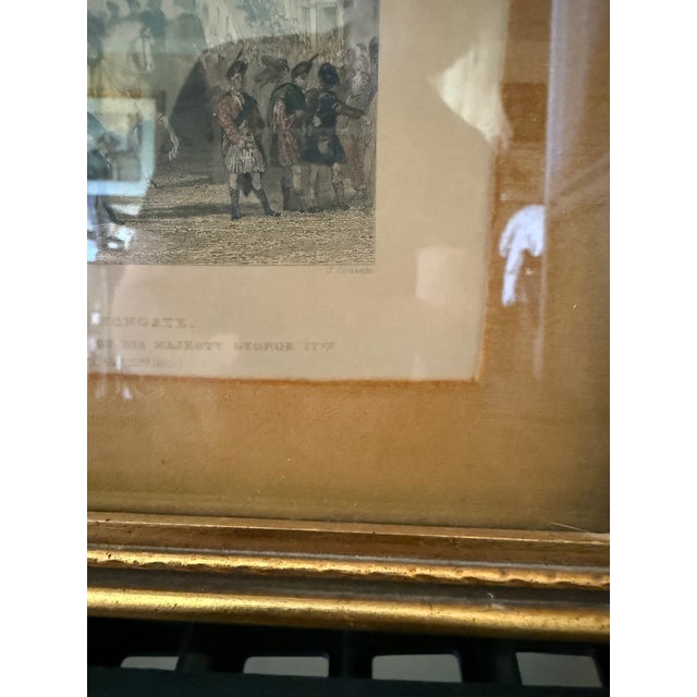 A beautiful matched pair of antique hand-colored 19th-century steel engravings depicting historic Scottish landmarks and...