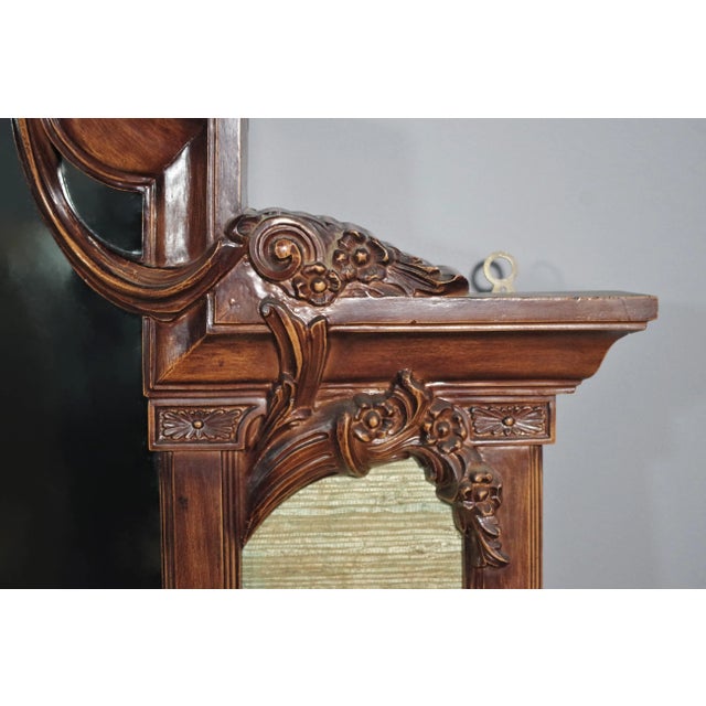 Wood Mirror with Clock, 1960s For Sale - Image 6 of 15