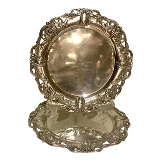 1890-1900 Portuguese 833 Standard Silver Serving Trays/Plates, Pair For Sale