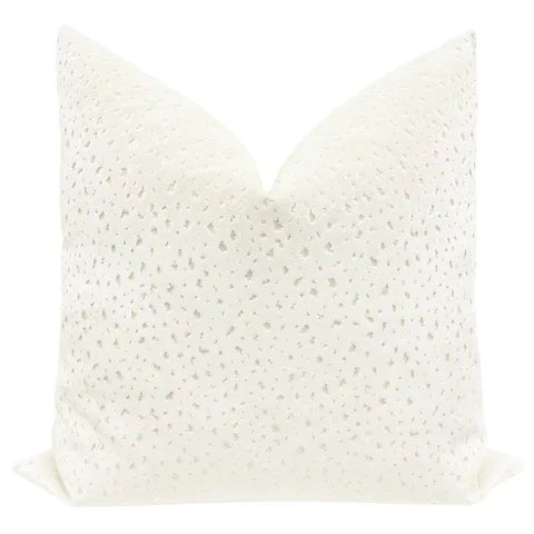 Pair of beautiful 22" antelope cut velvet pillows in alabaster. Meticulously handcrafted with serged interior seams,...