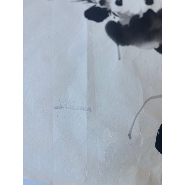 Red Vintage Chinese-Style Ink Painting of Pandas on Rice Paper, Signed j.r Gaston. For Sale - Image 8 of 9