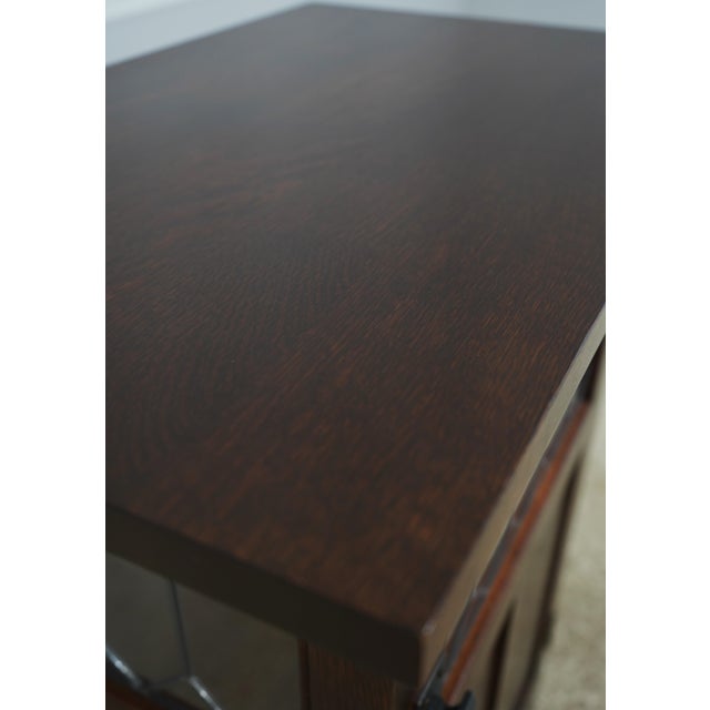Stickley Roycroft Mission Oak Leaded Glass Cabinet For Sale - Image 13 of 18