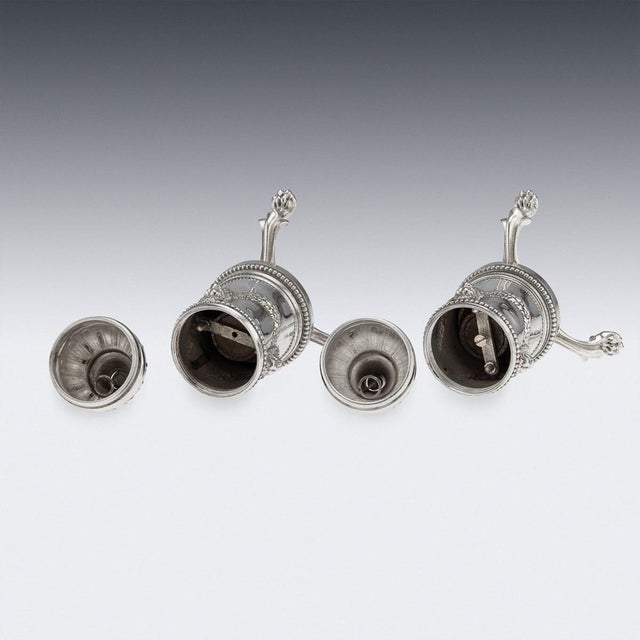 Antique French Silver Salt and Pepper Mills from Odiot, Paris, 1880s, Set of 4 For Sale - Image 9 of 18