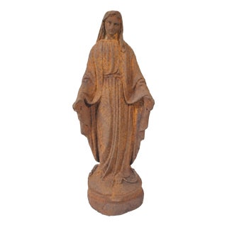 French Artist, Our Lady of Grace Religious Sculpture, 19th Century, Cast Iron For Sale
