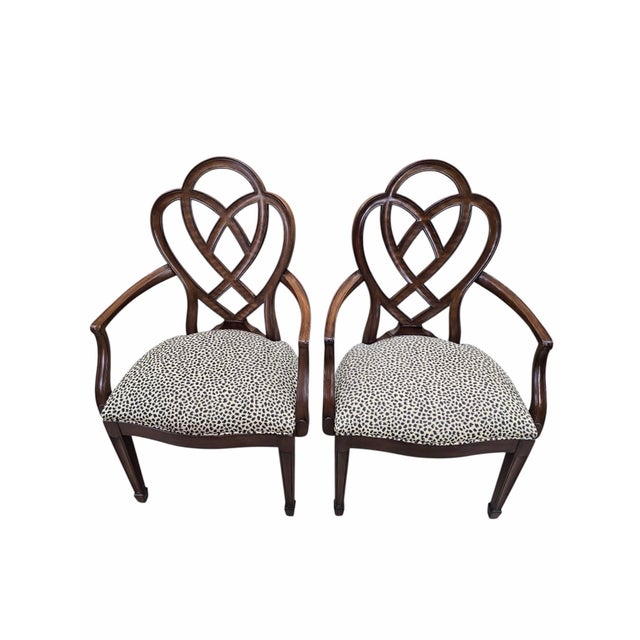 Vintage Ethan Allen Mahogany Dining Armchairs With Interlocking Heart Back Design – 4 For Sale In Chicago - Image 6 of 12