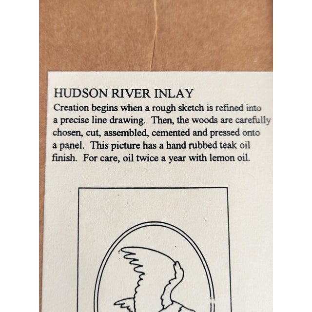 Wood 1990s Eagle Wood Inlay Art by Hudson River Inlay, Framed For Sale - Image 7 of 12