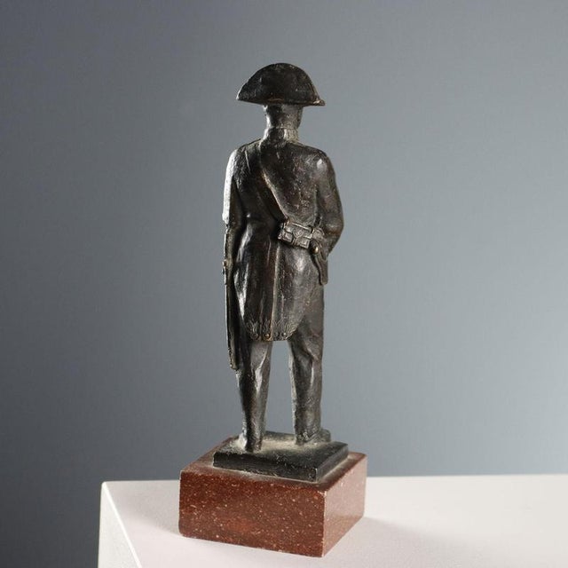 Metal Bronze Carabiniere with Red Porphyry Base For Sale - Image 7 of 8