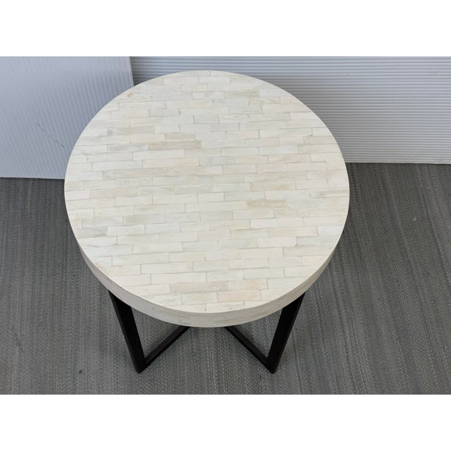 2010s West Elm Bone Side Table, Ivory For Sale - Image 5 of 12