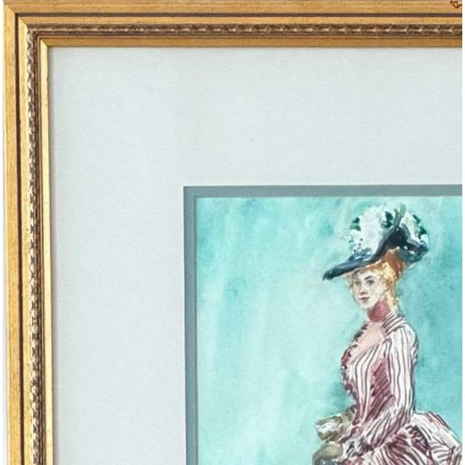 1970s Vintage 1979 Watercolor Illustration of Victorian Woman Signed Mia Tschampel For Sale - Image 5 of 12