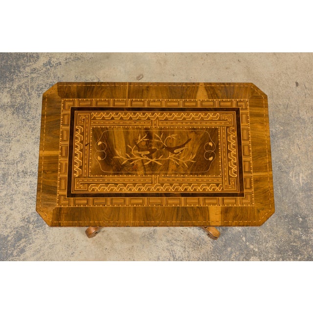 A magnificent, restored mid-19th-century Italian Sorrento pedestal table in the Napoleon III style, sourced from Provence,...