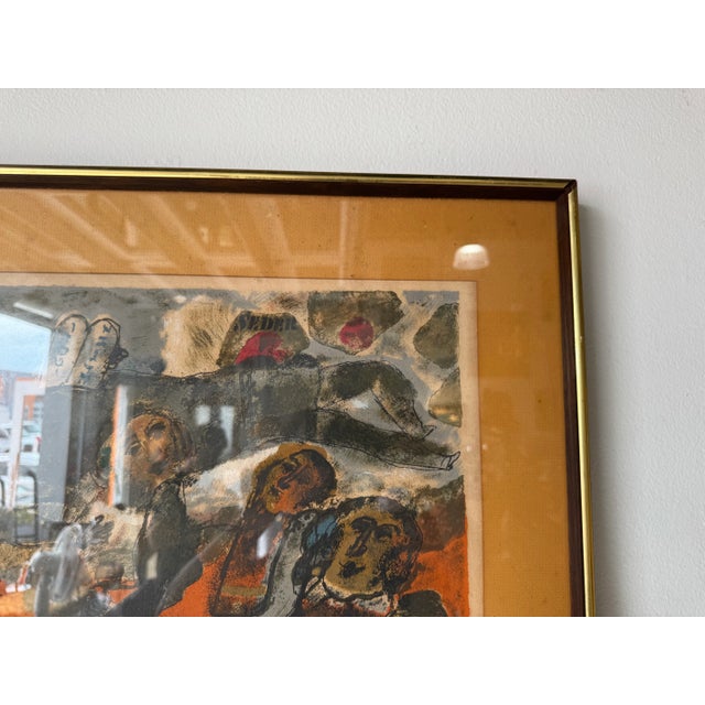 1970’s Vintage Theo Tobiasse Signed & Numbered Lithograph 121/135 – Wood Frame & Glass For Sale - Image 9 of 12