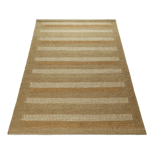 Not Yet Made - Made To Order Rug & Kilim’s Scandinavian Rug with Beige and Taupe Geometric Stripes - 5x8 For Sale - Image 5 of 7
